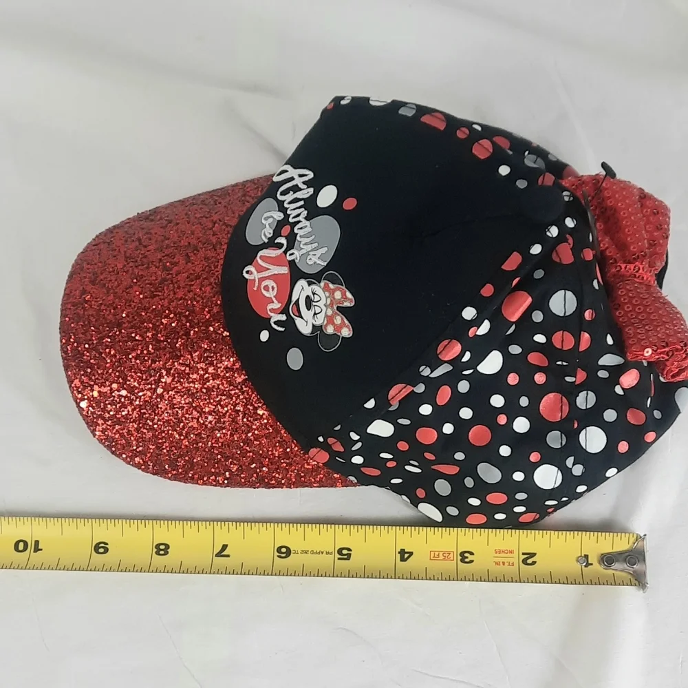 Disney Parks Minnie Mouse Youth Hat Glitter Sequin Bow Always Be You Cap Black
